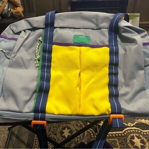 Blue and Yellow travel, shoulder bag expandable